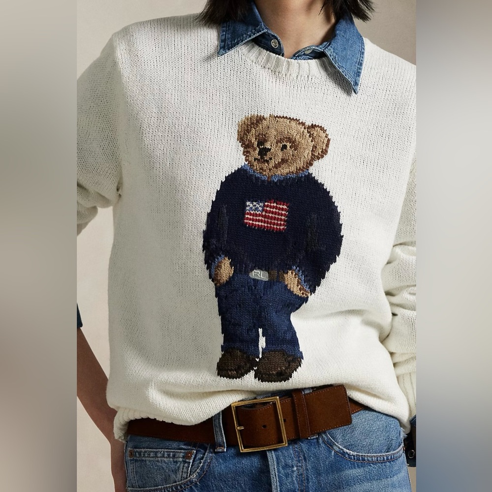 Ralph Lauren White Bear Sweater (NWT)—Size M